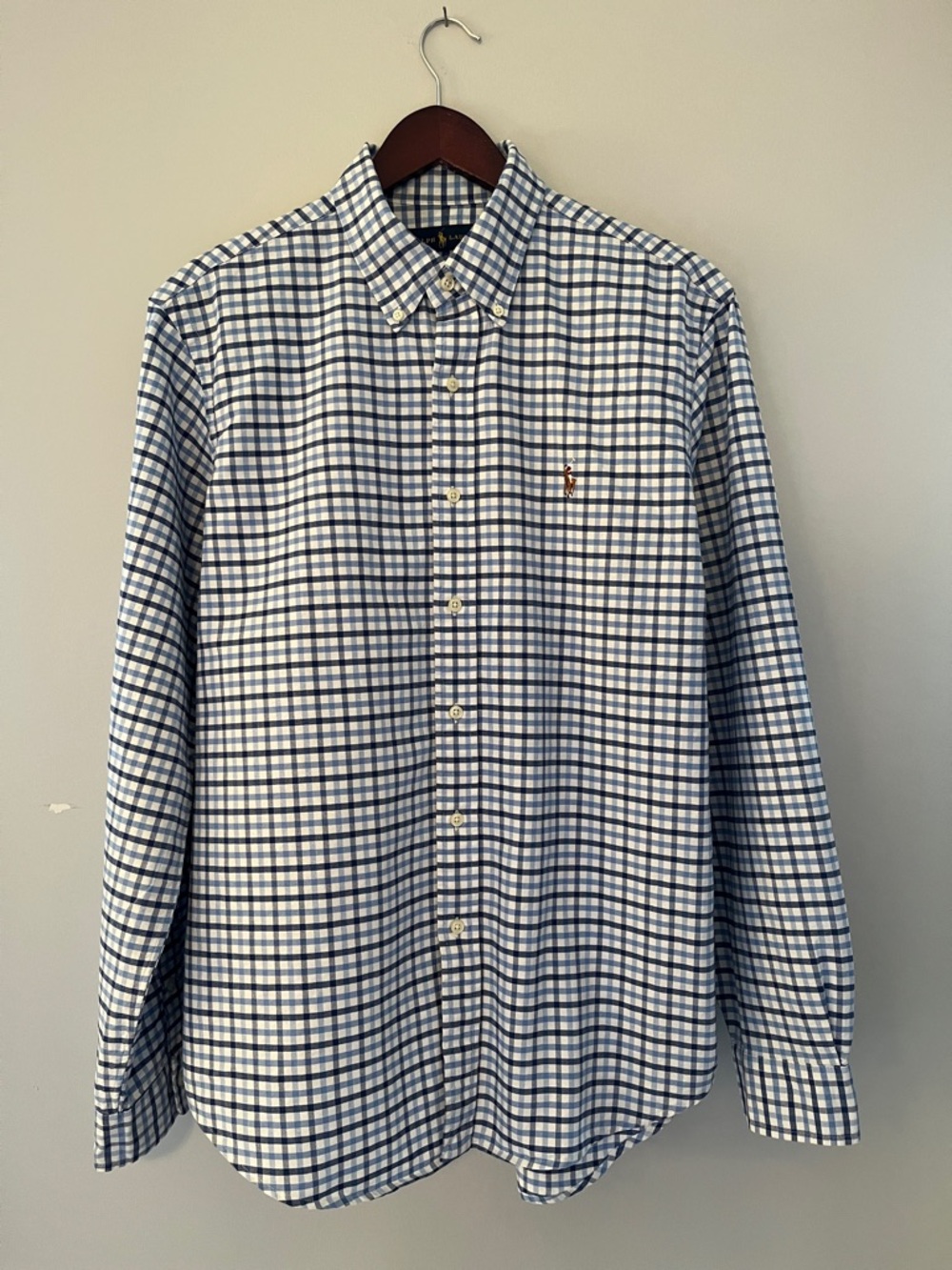 Polo by Ralph Lauren Blue and White Checked Button-Down Shirt